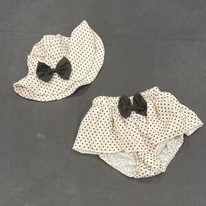 SHEIN Kids Polka Dot Hat and Bloomers Set with Black Bow
